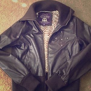 House of Dereon Chocolate faux leather jacket